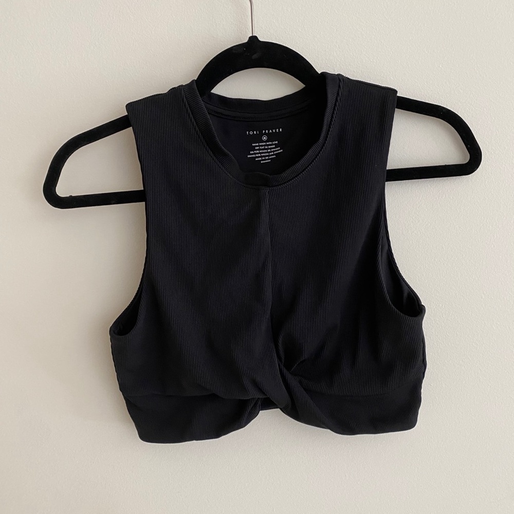 Emmy Ribbed High Neck Bikini Top Black M